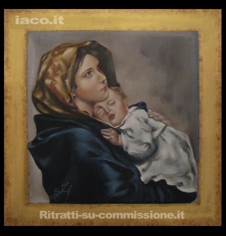 MADONNA CON BAMBINO (Ritratto ad olio su commissione da foto)