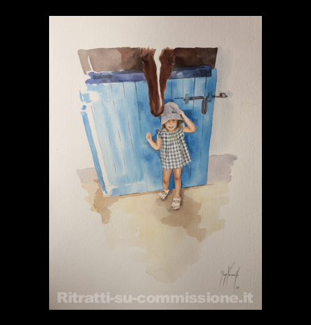 RITRATTO DI BIMBA (Ritratto ad acquerello su commissione da foto)